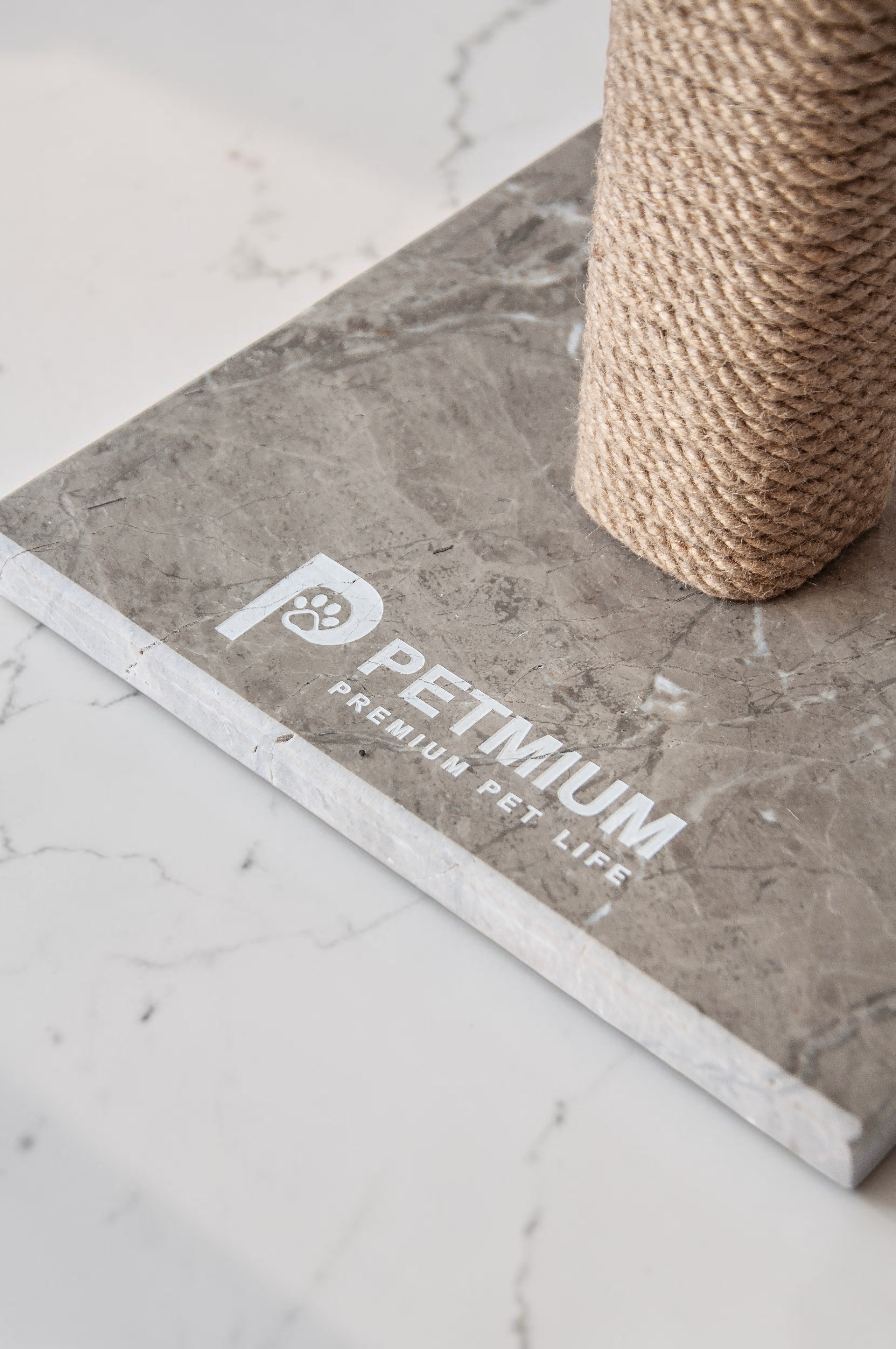 PETMIUM granit taban logo detayı